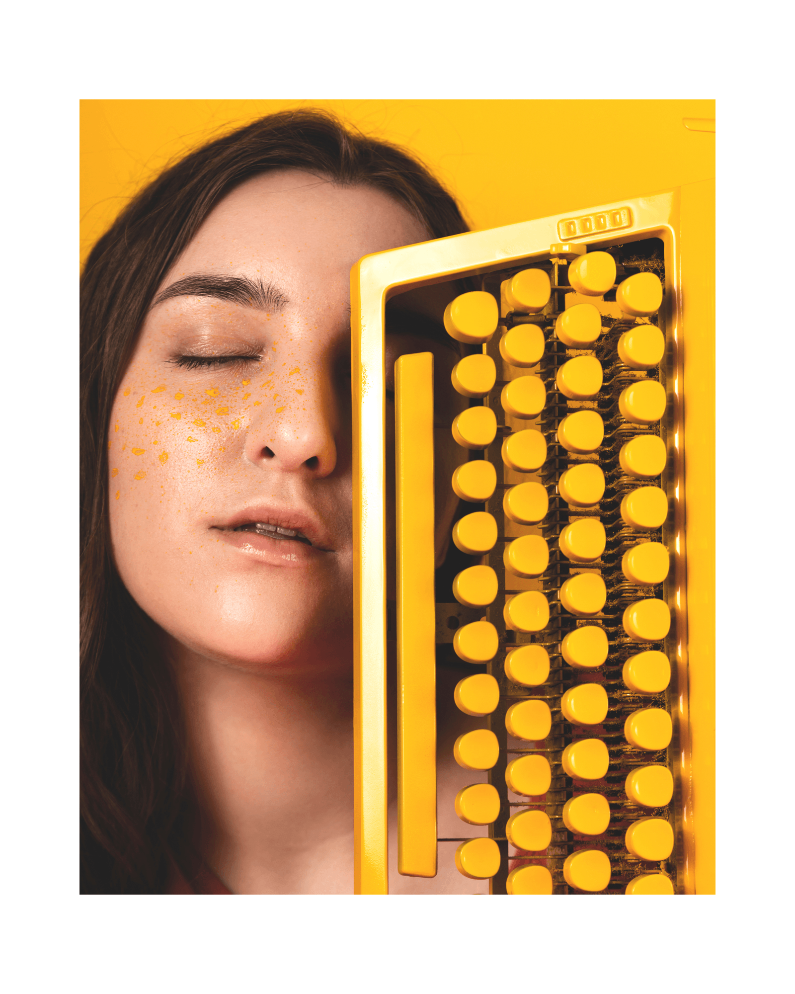 Creative portrait in a bold yellow art direction